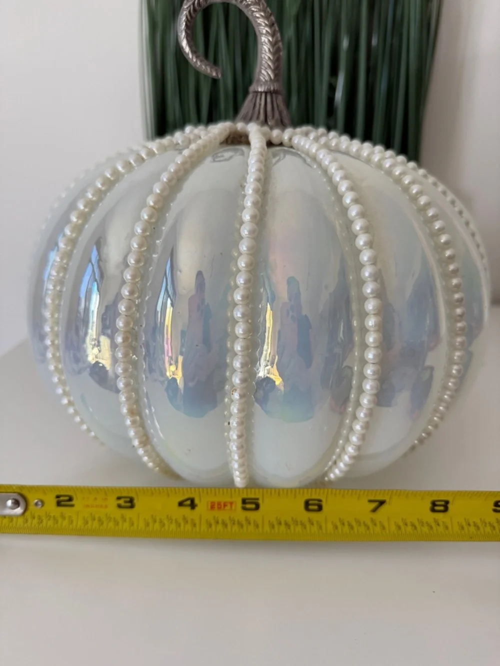 Iridescent Glass Pumpkin Pearl Beaded Decor Fall Halloween India
